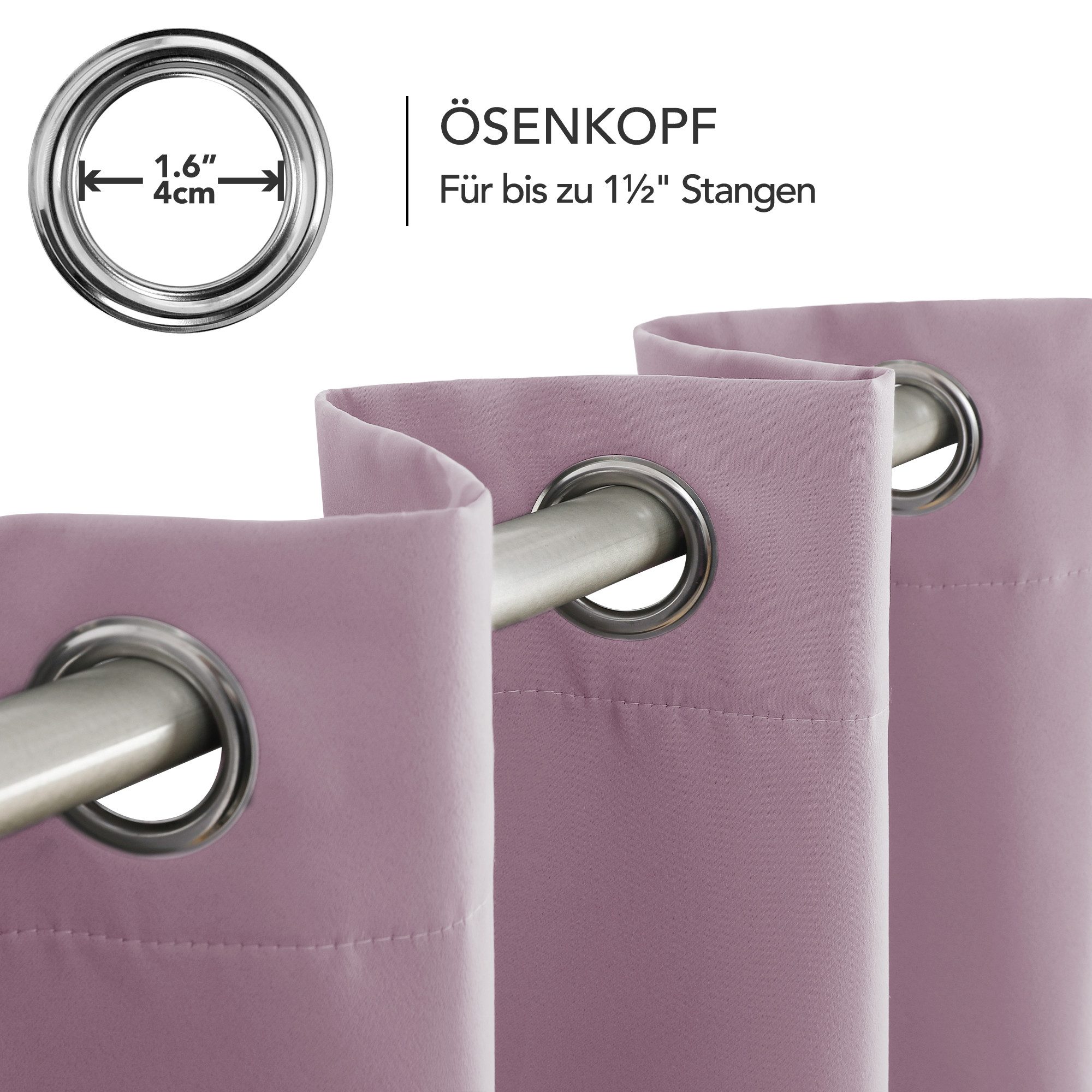 Deconovo Verdunkelungsvorhang Gardinen mit Ösen Blickdichte Vorhang Kälteschutz Schlafzimmer 2er Set, Blackout Curtain einfarbig Thermo Vorhang Verdunkelung Wär – Bild 4 von 5