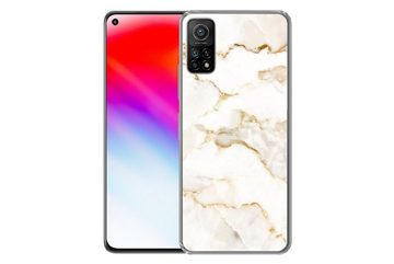 MuchoWow Handyhülle Marmor - Limette - Gold - Luxus - Marmoroptik - Weiß, Phone Case, Handyhülle Xiaomi Mi 10T, Silikon, Schutzhülle