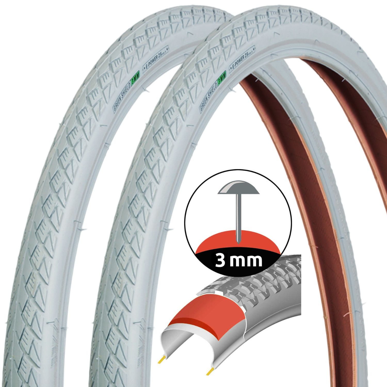 Filmer Fahrradreifen 2x Fahrrad-Reifen 28 x 1,5 Zoll ETRTO 40-622 Grau, (Set, 2-tlg., 2x Reifen), 28" Universal Fahrradreifen Fahrrad-Mantel Fahrrad-Decke Retro-Design