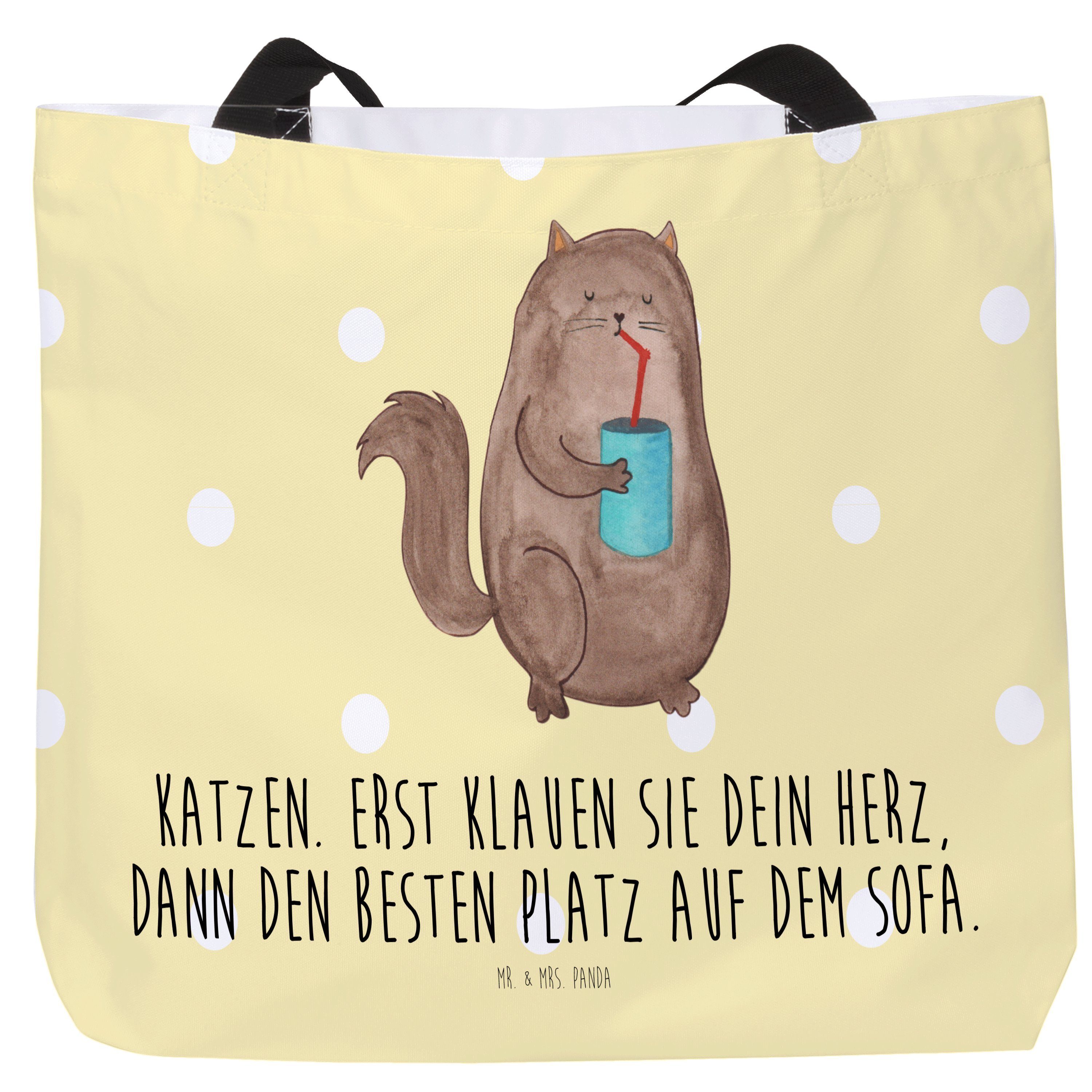 Panda Shopper & Katze Mr. - Geschenk, Pastell Schultasche, Mrs. Katzenfreund, (1-tlg) Dose Katz - Gelb