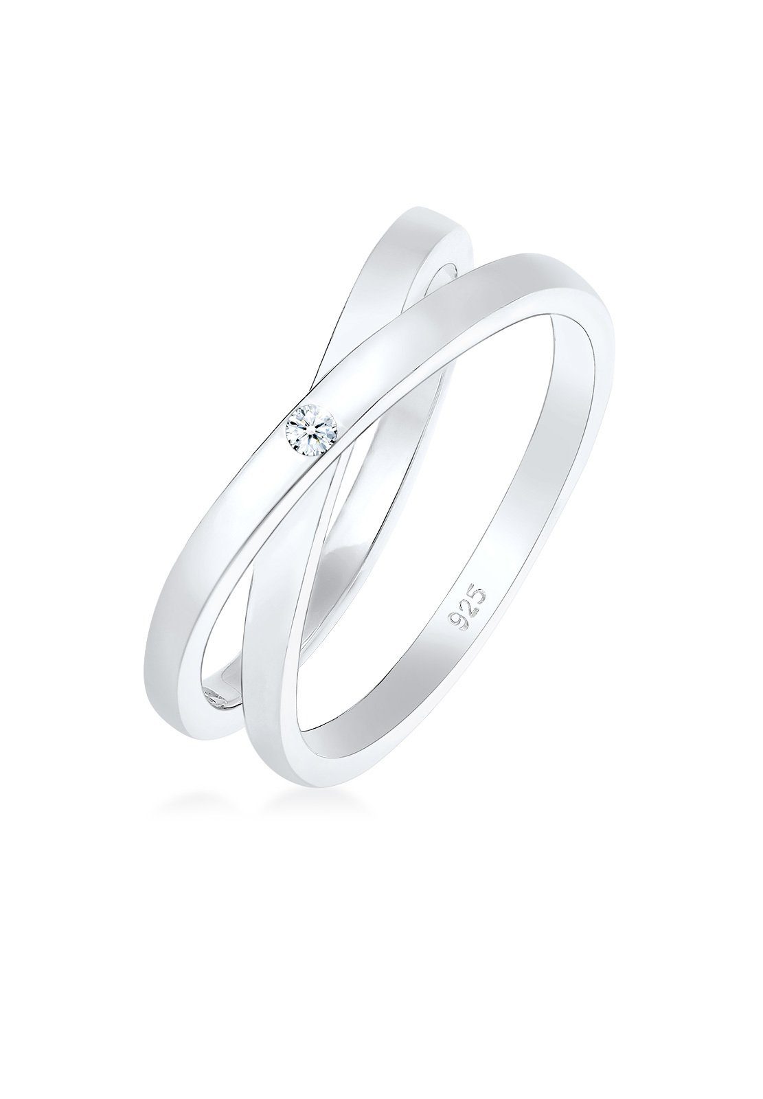 Elli DIAMONDS Diamantring Wickelring Cross Diamant (0.015 ct) 925 Silber