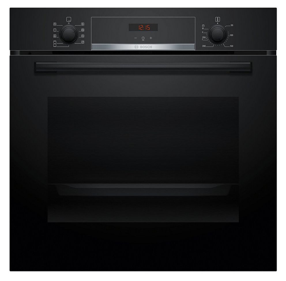 BOSCH Induktions Herd-Set Bosch Autark Einbau Backofen Schwarz und Kochfeld Induktion, mit 1-fach-Teleskopauszug, -EcoClean (Rückwand) Backofen, 3D-Luftzirkulation, LED-Anzeige, GranitEmail, Teleskopführung, Timer