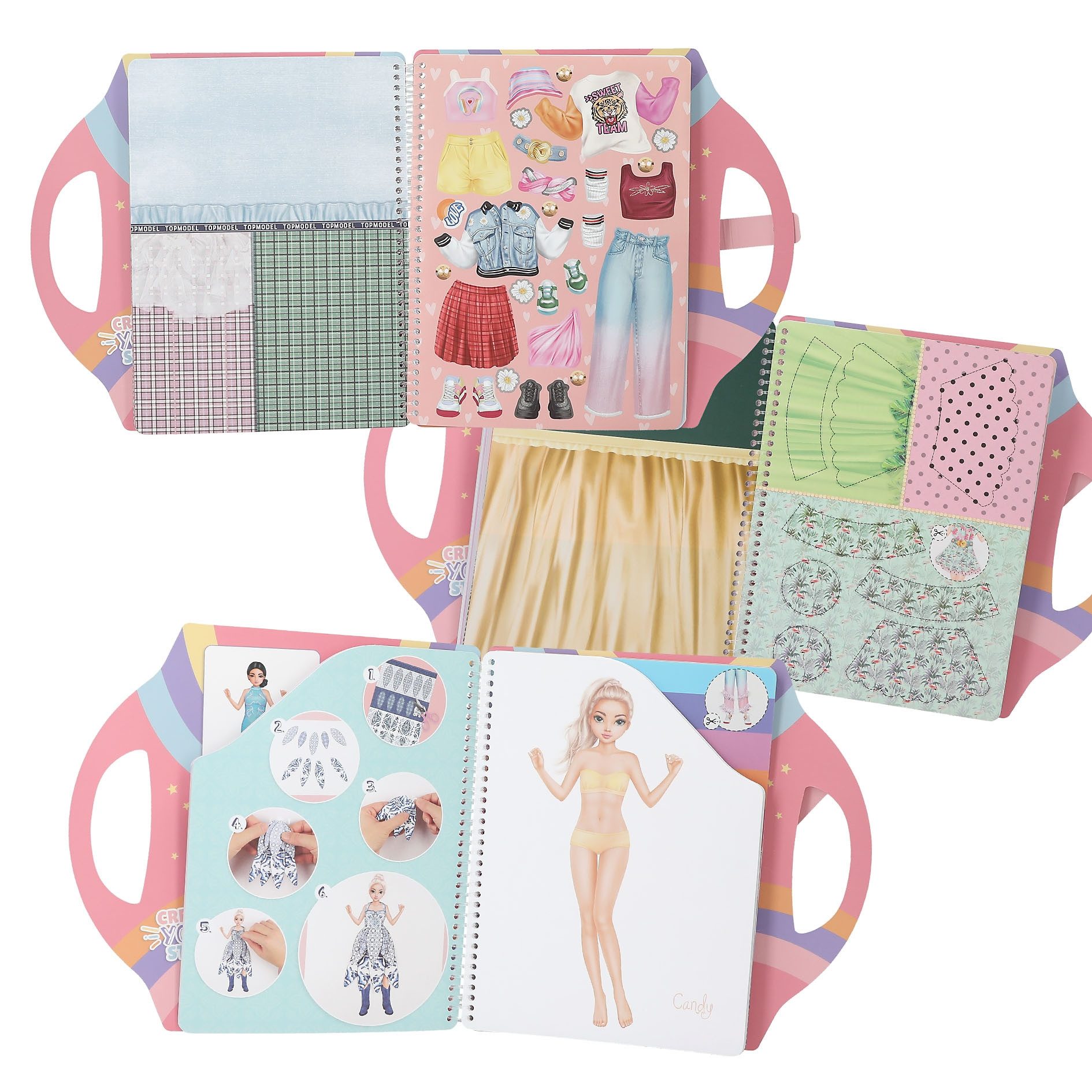 Depesche Schmuckset TOPModel Stickerbuch Ballerina 20 Seiten mit Designpapier, Rosa, inkl. 5 Stickerbogen, zum Selbstgestalten – Bild 3 von 4