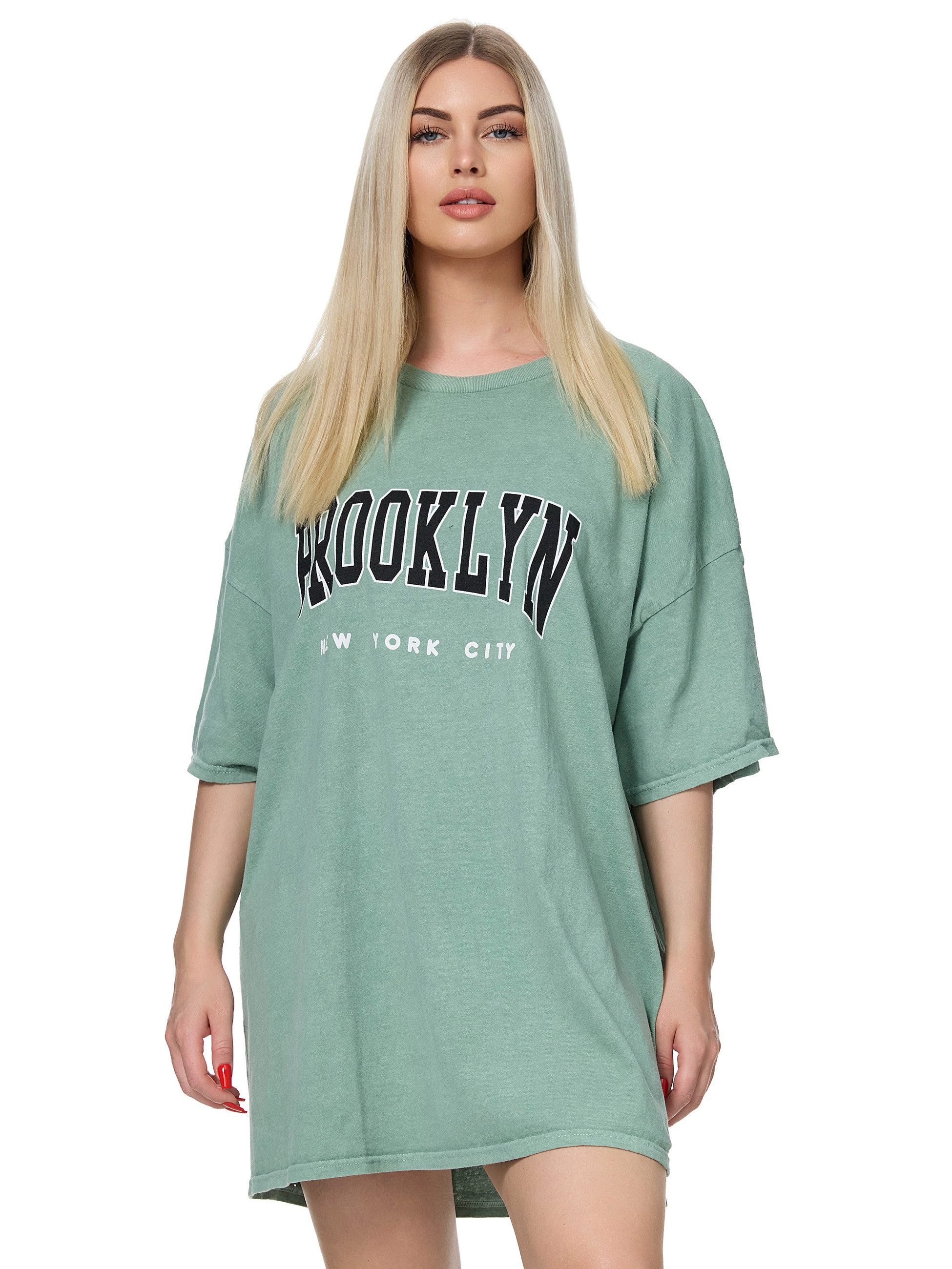 Worldclassca T-Shirt Worldclassca Oversized Print BROOKLYN T-Shirt lang Sommer Oberteil-Worldclassca 1