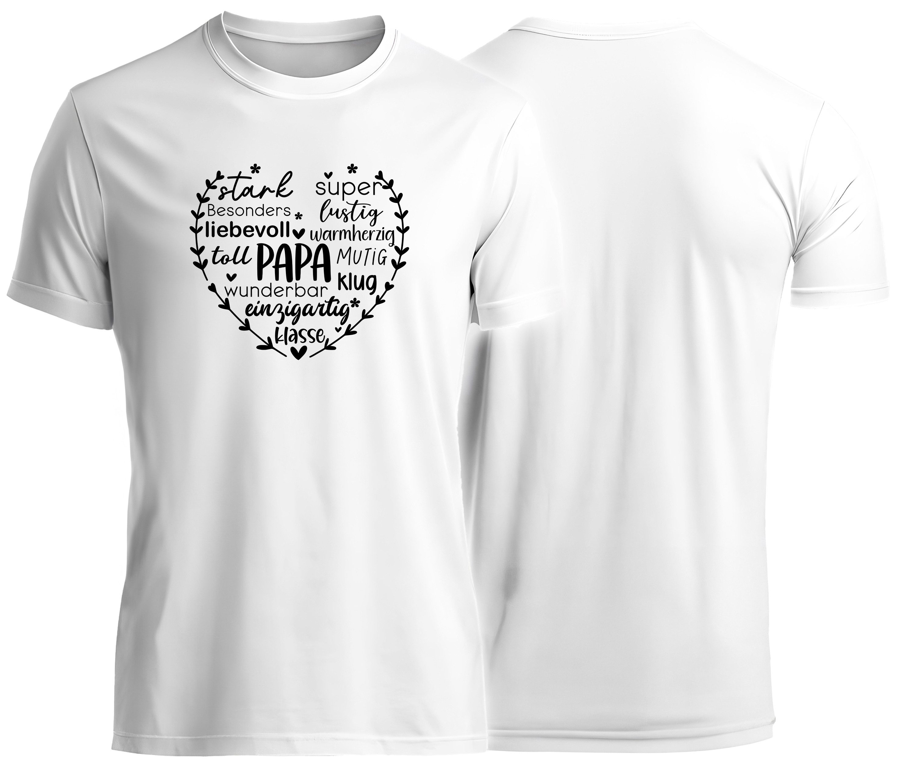 MyDesign24 T-Shirt Papa - mutig, klug, einzigartig Vatertag T-Shirt weiss kurzarm Regular Fit i842