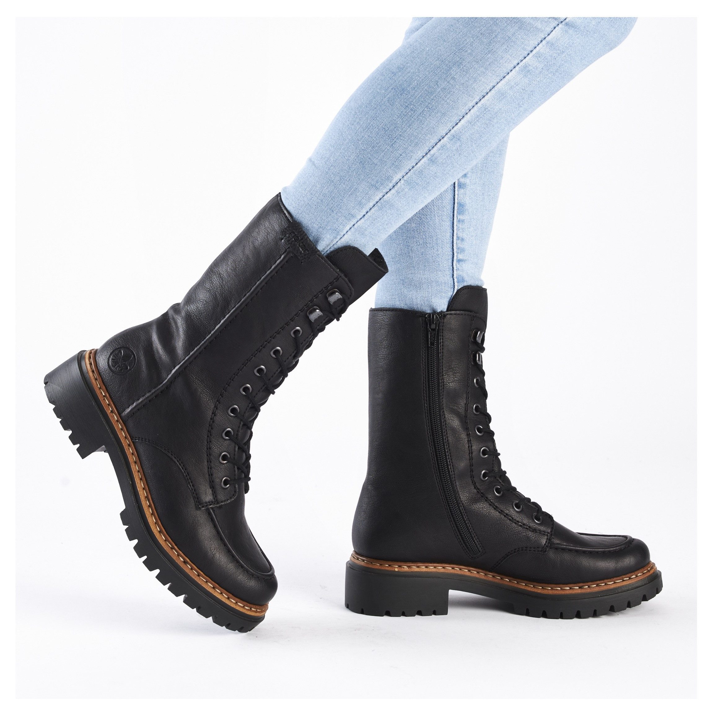 Rieker Winterstiefelette, Blockabsatz, Schnürstiefelette, Schnürboots mit Warmfiutter