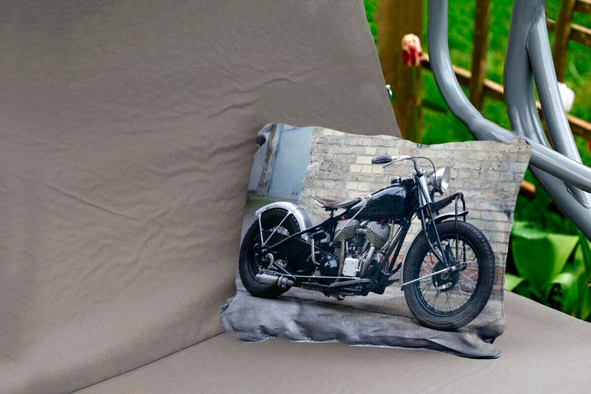 Dekokissenbezug, antiken Polyester, Kissenhülle Seitenansicht eines Dekokissen MuchoWow Motorrads, Outdoor-Dekorationskissen,