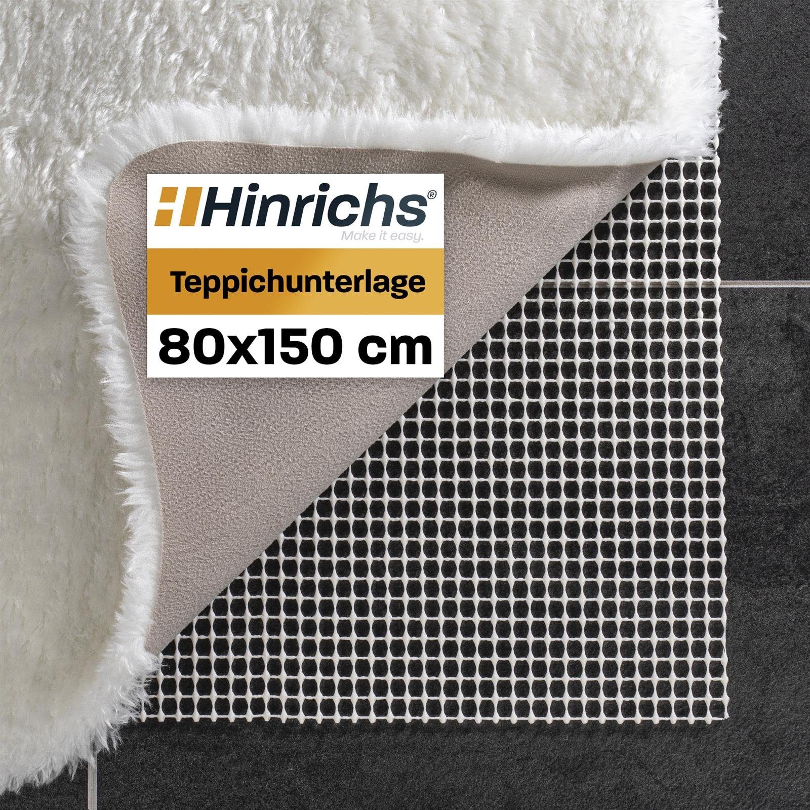 Antirutsch Teppichunterlage Teppich Antirutschmatte 80x150cm, Hinrichs,  Zuschneidbare Teppich Antirutschunterlage inklusive 24 Filzgleiter