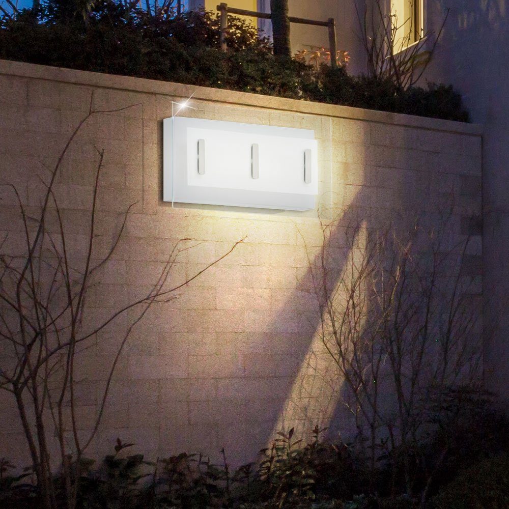 Wand Warmweiß, Außen 5er Außen-Wandleuchte, Veranda Lampen LED Bereich Leuchtmittel Strahler Glas Set etc-shop inklusive, Balkon