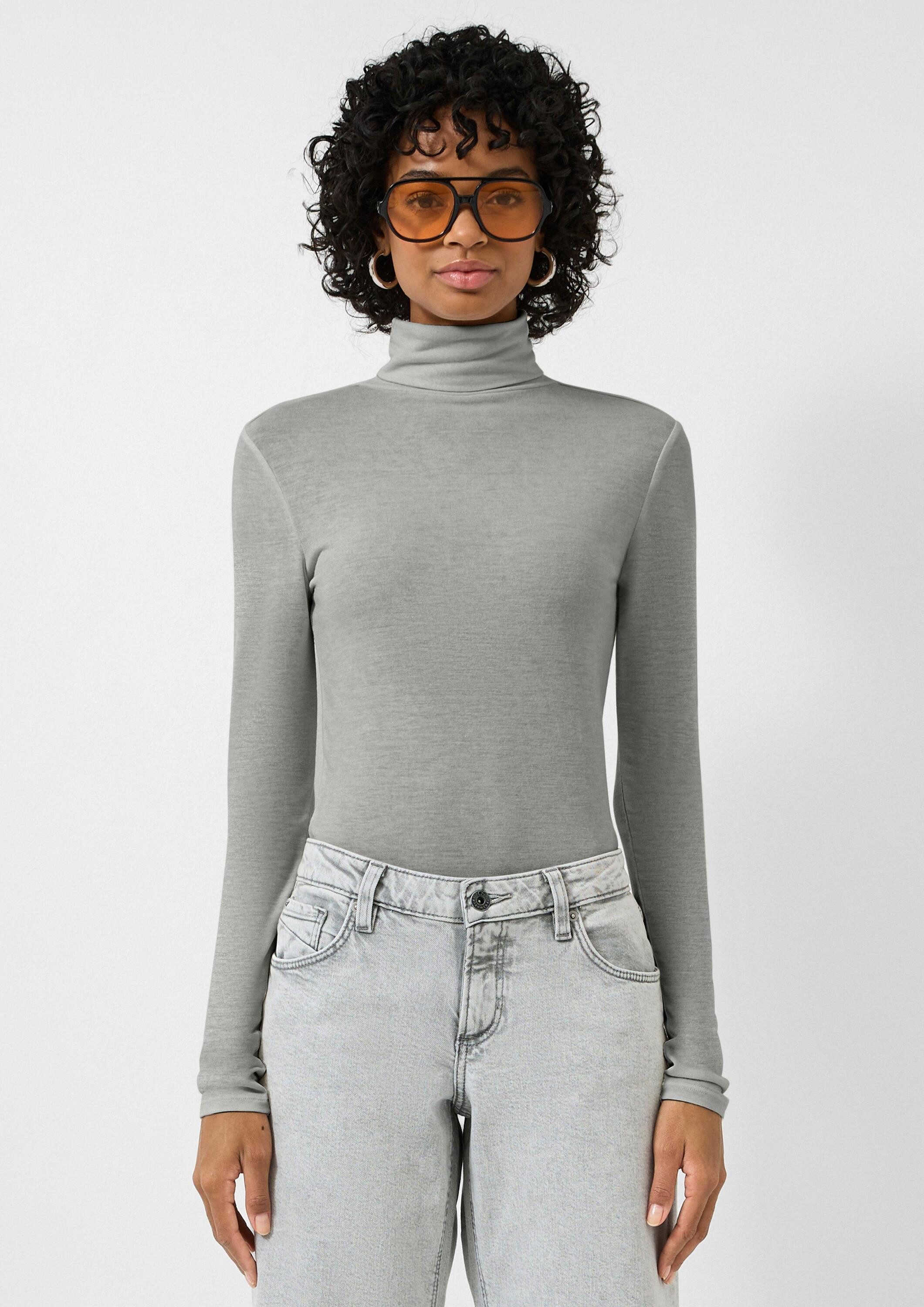 QS Langarmshirt T-Shirt Leicht transparentes Rollkragenshirt günstig online kaufen