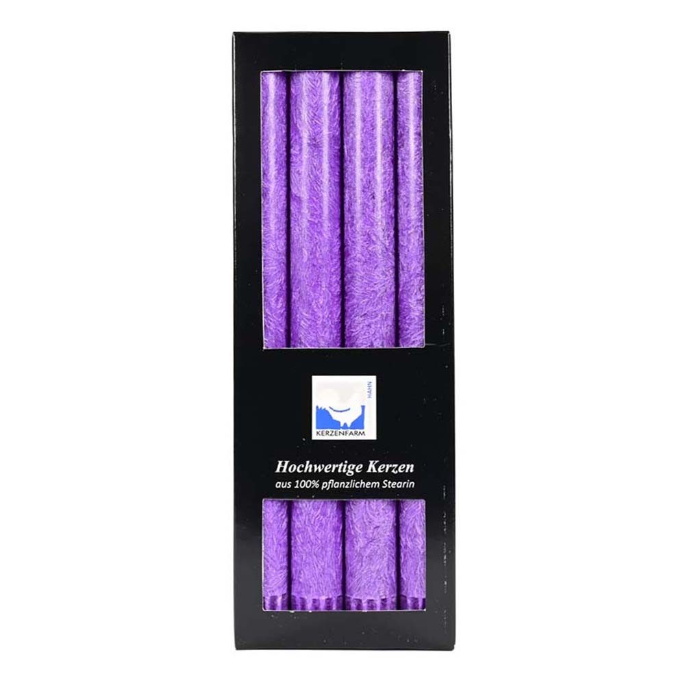 Kerzenfarm Hahn Formkerze Stearin Stabkerze Set - violett