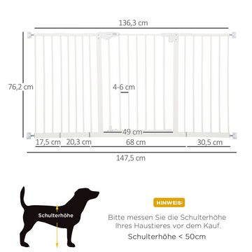 PawHut Hundegitter Schutzgitter für Haustier, Hundegitter inkl. 3 Verlängerungen (Absperrgitter, 1 St., Türschutzgitter), für Garten, Balkon, Weiß