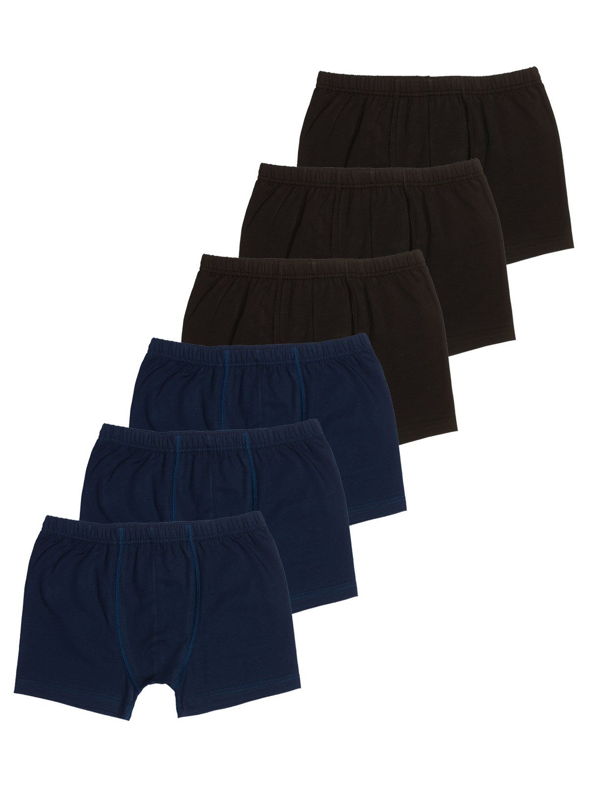 Sweety for Kids Boxershorts 6er Sparpack Knaben Retro Shorts Single Jersey (Spar-Set, 6-St) hohe Markenqualität navy schwarz
