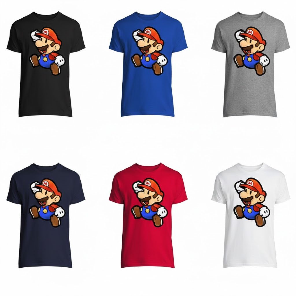 T-Shirt Herren Mario Retro Konsole Gaming Luigi Yoshi Super