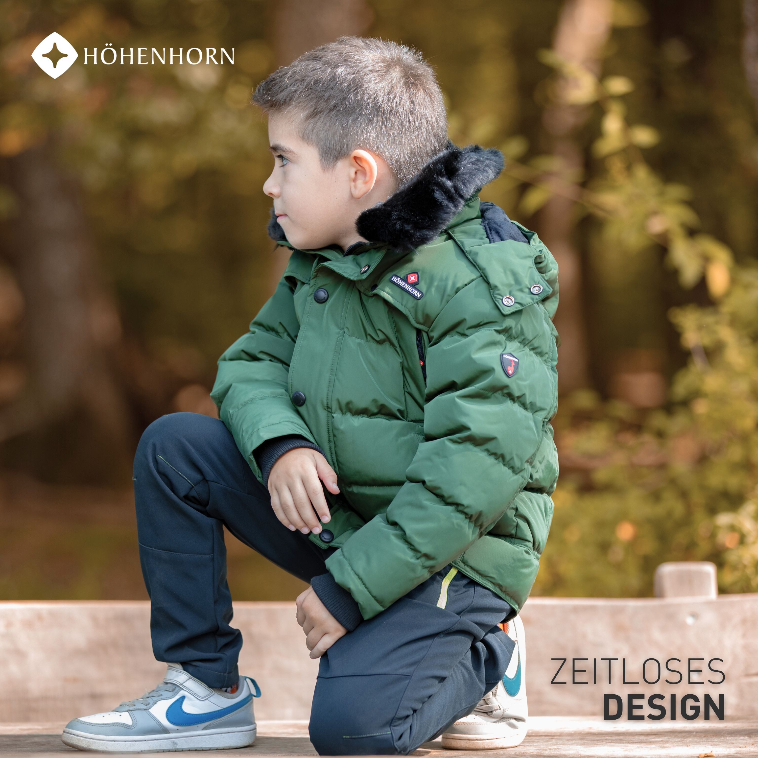 Höhenhorn Winterjacke Bergoo Kinder Winter Jacke Jungen Quilted Steppjacke Gefüttert abnehmbarer Kunstfellkragen, weiche Microfleece Innenseite – Bild 5 von 5