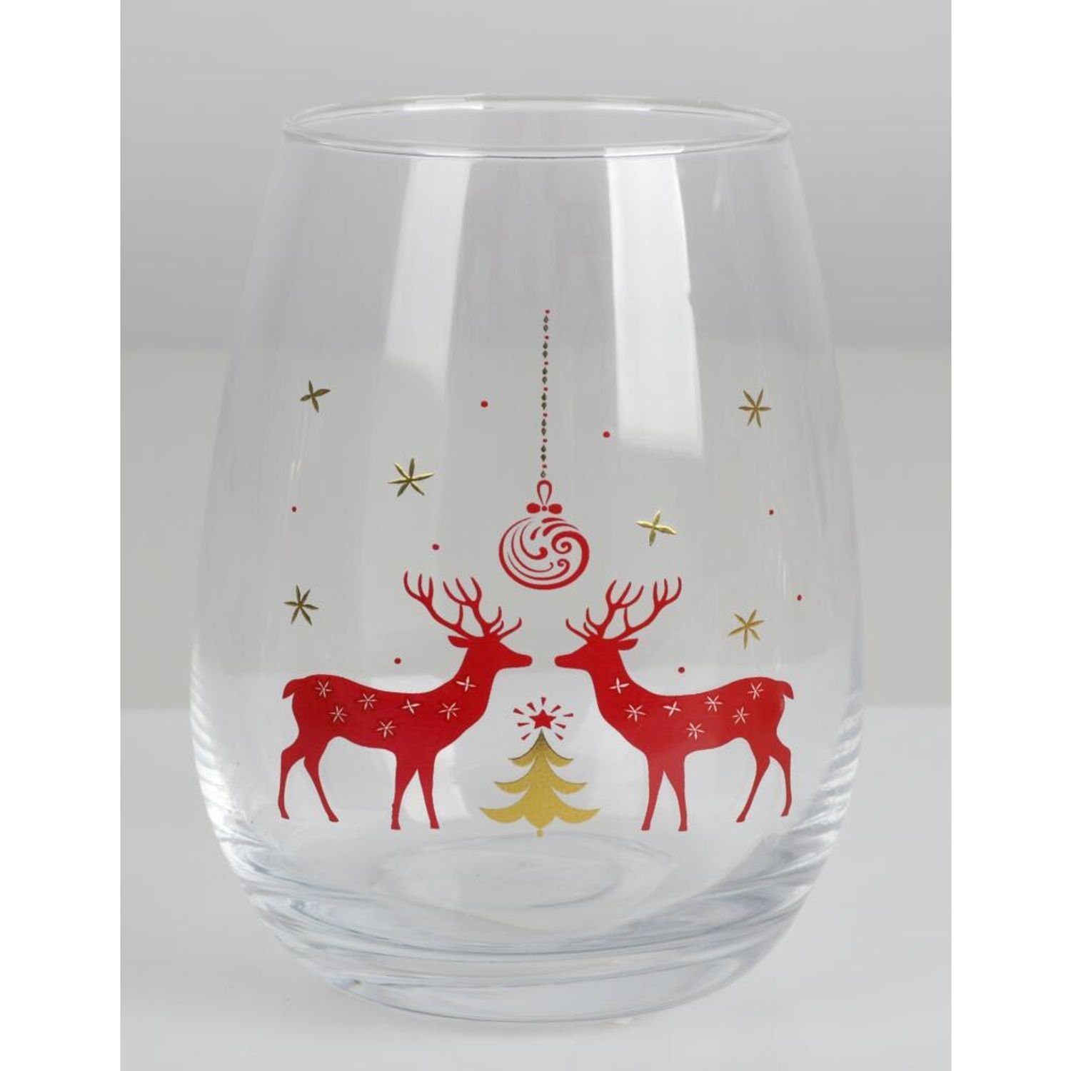 BURI Glas Weihnachts Glas Weihnachten Winter Motiv 450ml Geschirr Trinken Advent, Glas