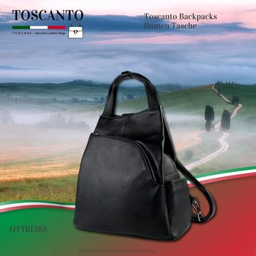 Toscanto Cityrucksack Toscanto Damen Cityrucksack Leder Tasche (Cityrucksack), Damen Cityrucksack Leder, schwarz, Größe ca. 27cm