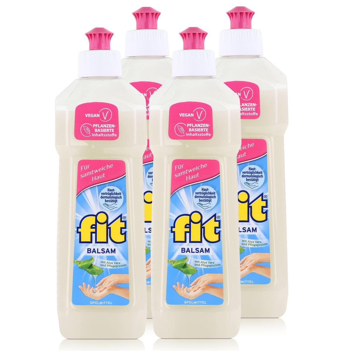 FIT Spülmittel Balsam 500ml - Mit Aloe Vera und Pflegeprotein (4er Pack) Geschirrspülmittel