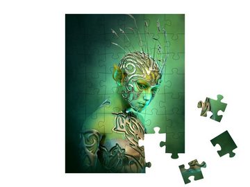 puzzleYOU Puzzle Alien-Frau mit Schmuck und Kleidung aus Metall, 48 Puzzleteile, puzzleYOU-Kollektionen Fantasy