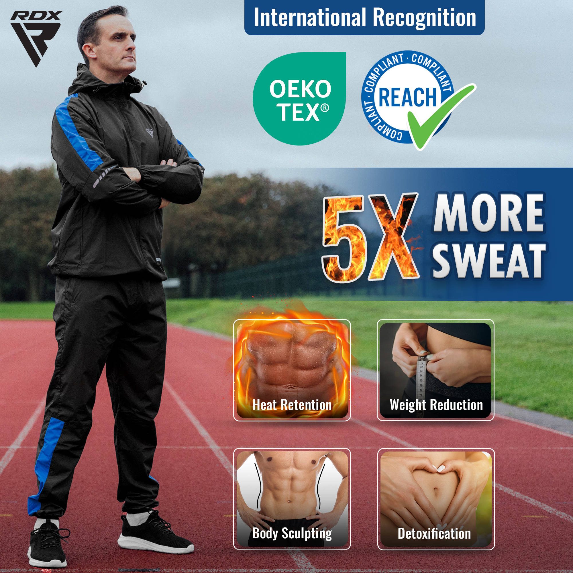 RDX Thermohemd RDX Sweat Suit for Weight Loss, Sauna Suit Reach Hooded Suit