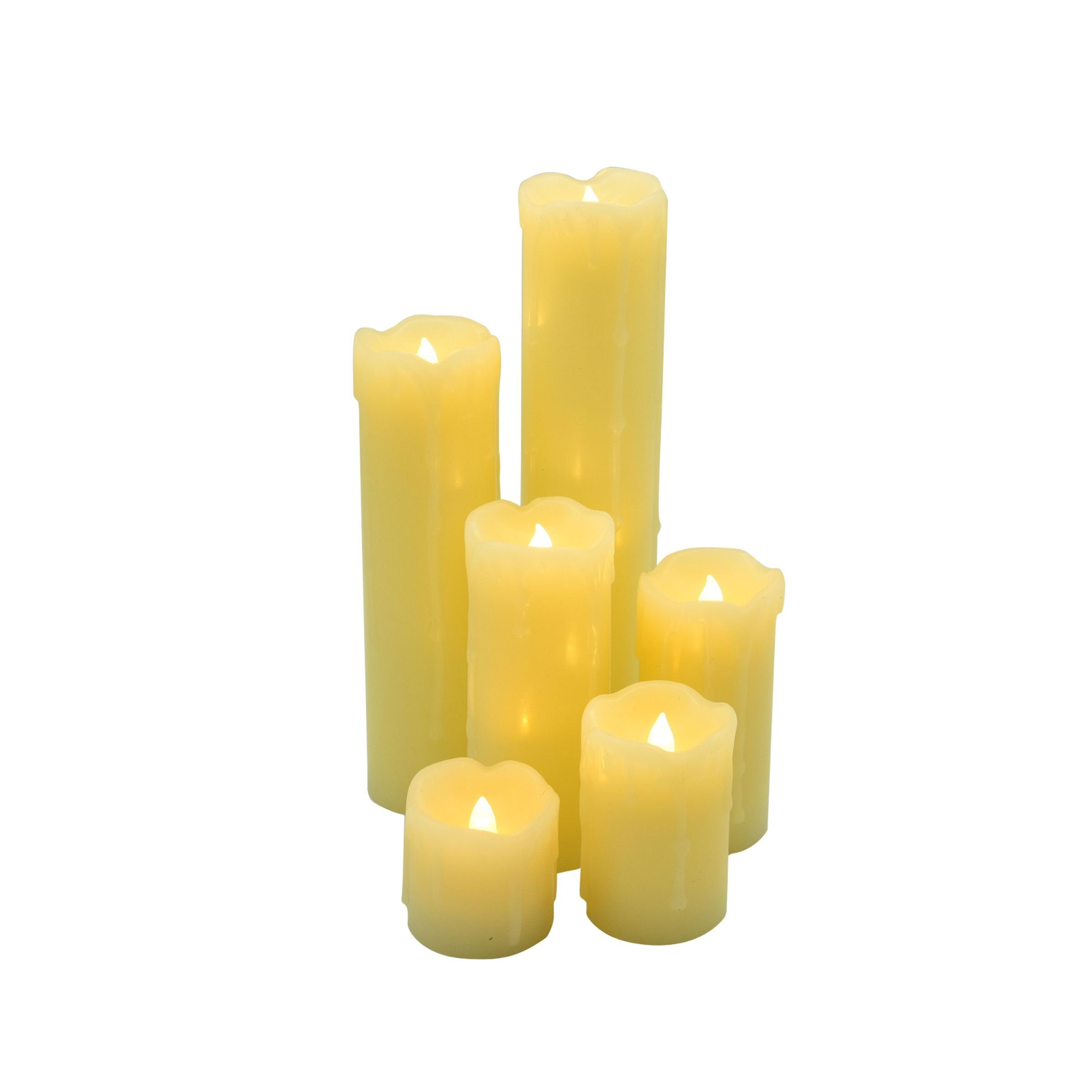 Gravidus LED-Kerze 6 LED Echtwachskerzen flackernd warmweiß Set