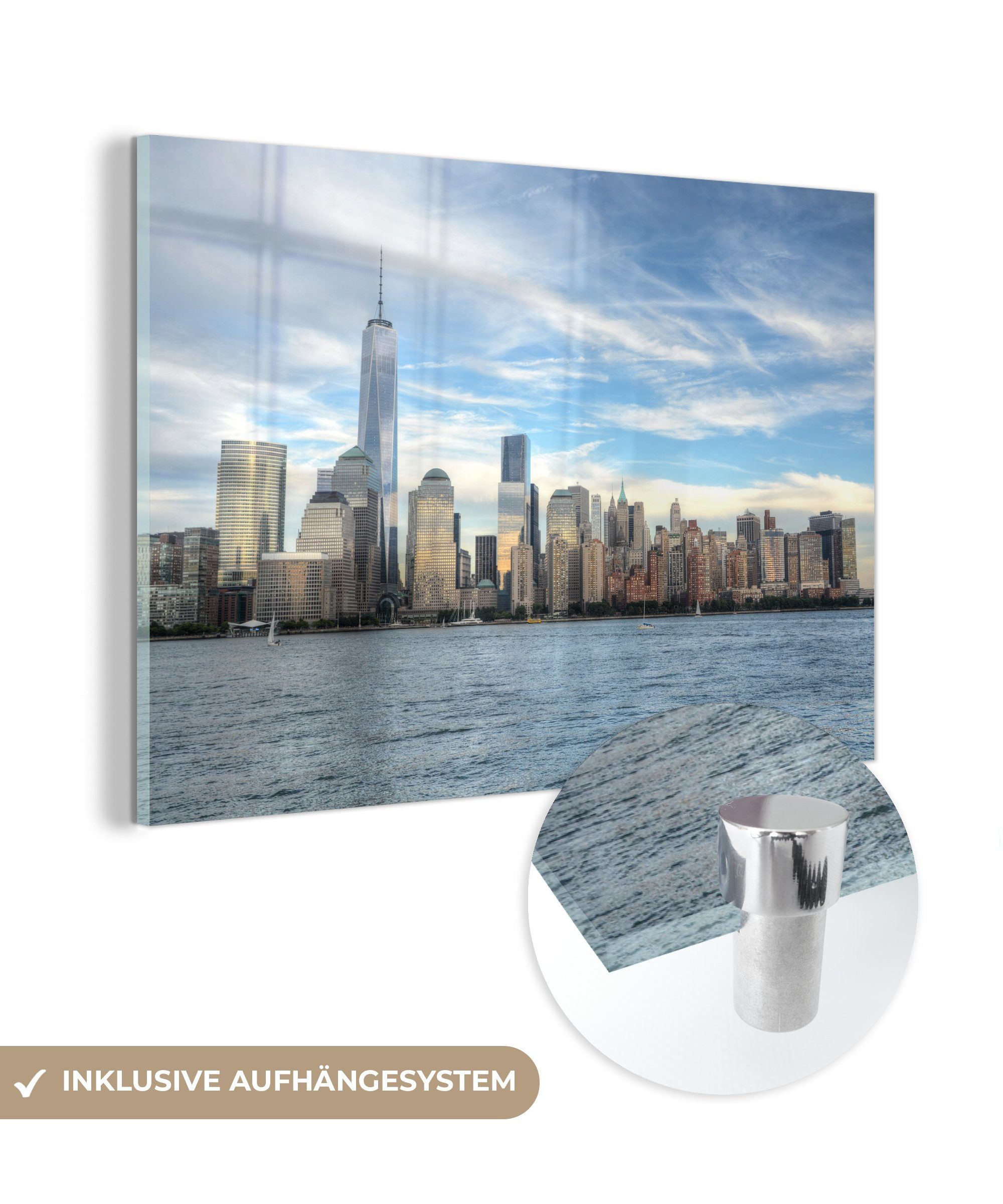 MuchoWow Acrylglasbild Skyline von New York, (1 St), Acrylglasbilder Wohnzimmer & Schlafzimmer