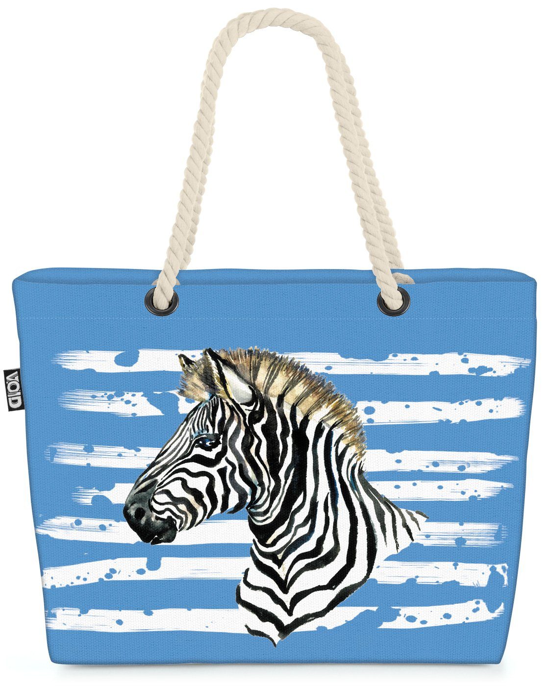 VOID Strandtasche (1-tlg), Zebra Safari Tier Zoo Wildtier Afrika hellblau