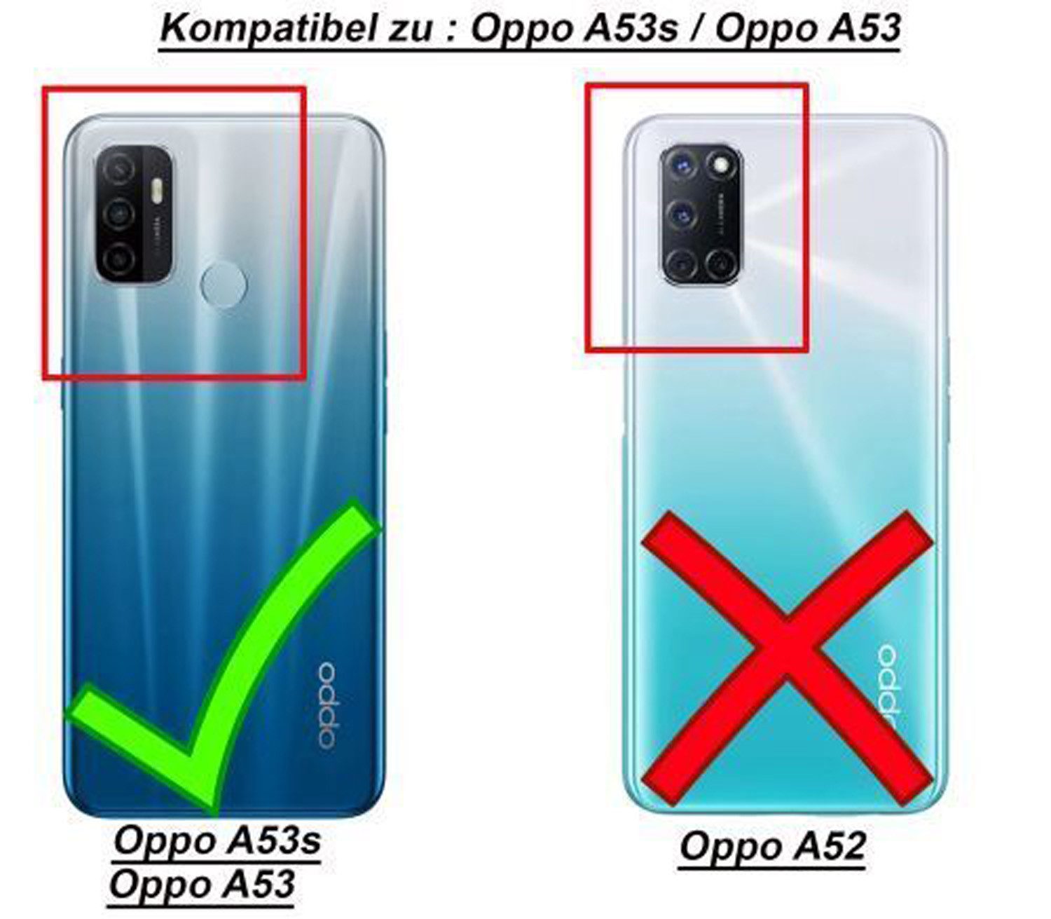 betterfon Handyhülle Handytasche für Oppo A53s Klapphülle Flip Case Schwarz, 3 Kartenfächer, Magnetverschluss & Standfunktion im Lederlook