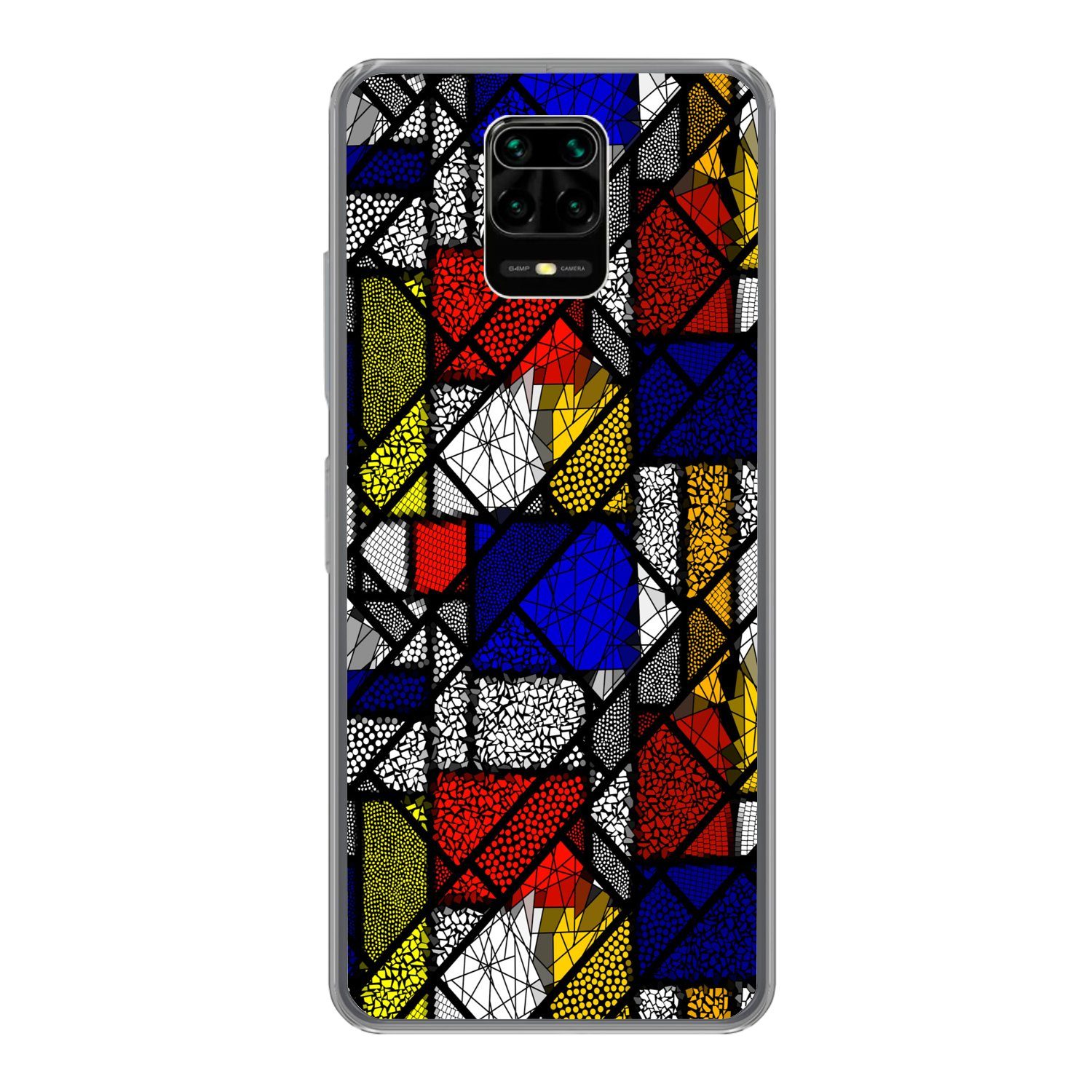 MuchoWow Handyhülle für Xiaomi Redmi Note 9 Pro Mondrian - Glasmalerei - Alte Meister - Ku, Phone Case, Silikon, Schutzhülle Dünn