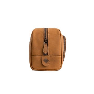 DRAKENSBERG Kulturbeutel »Ben« Cognac-Braun, Elegante Kulturtasche aus Büffelleder für Damen und Herren, Vintage