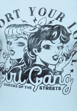 QueenKerosin Kurzarmshirt Girl Gang mit Retro-Print