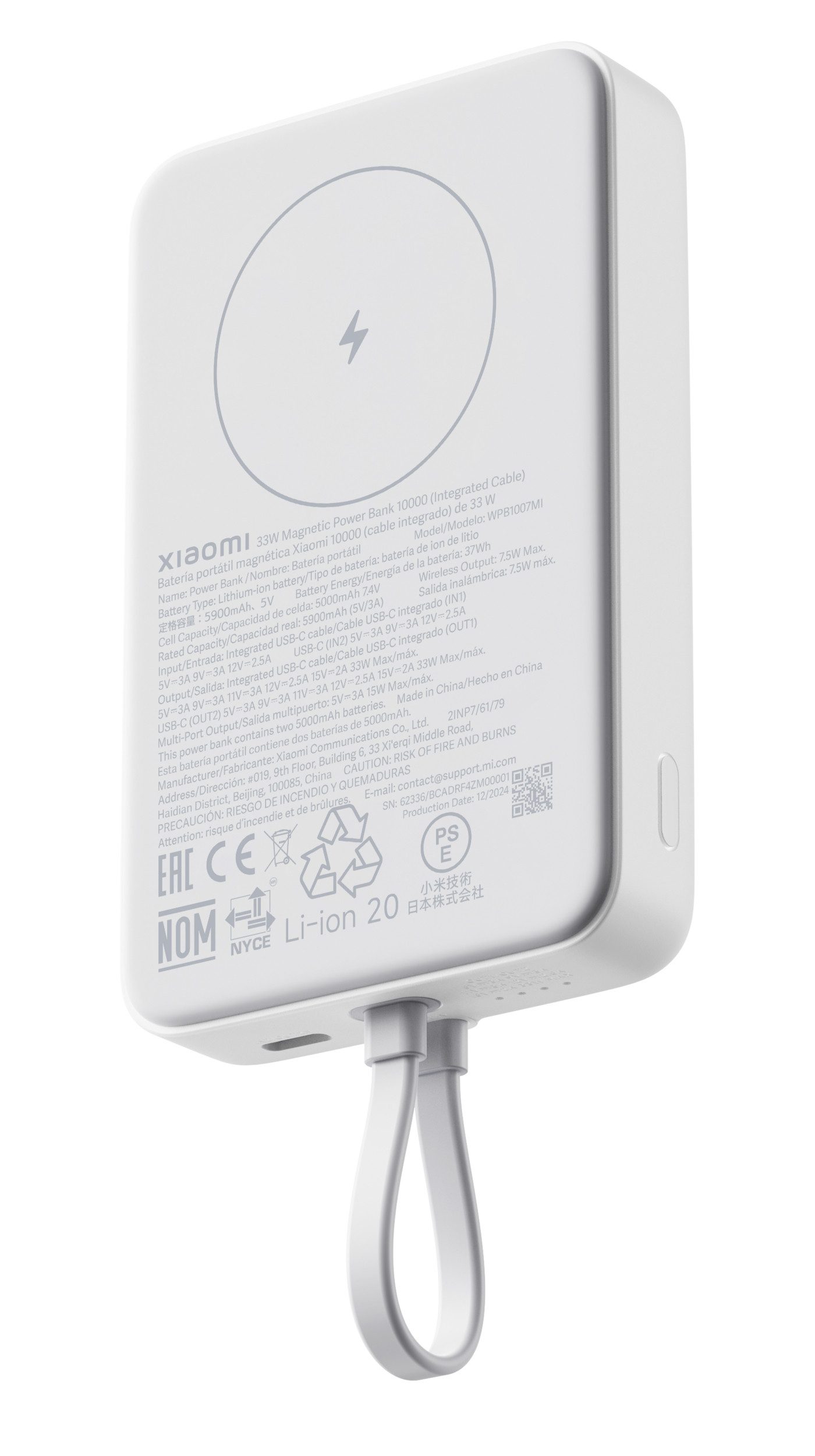 Xiaomi Xiaomi 33W Magnetic Power Bank 10000mAh Integrated Cable Weiß Powerbank