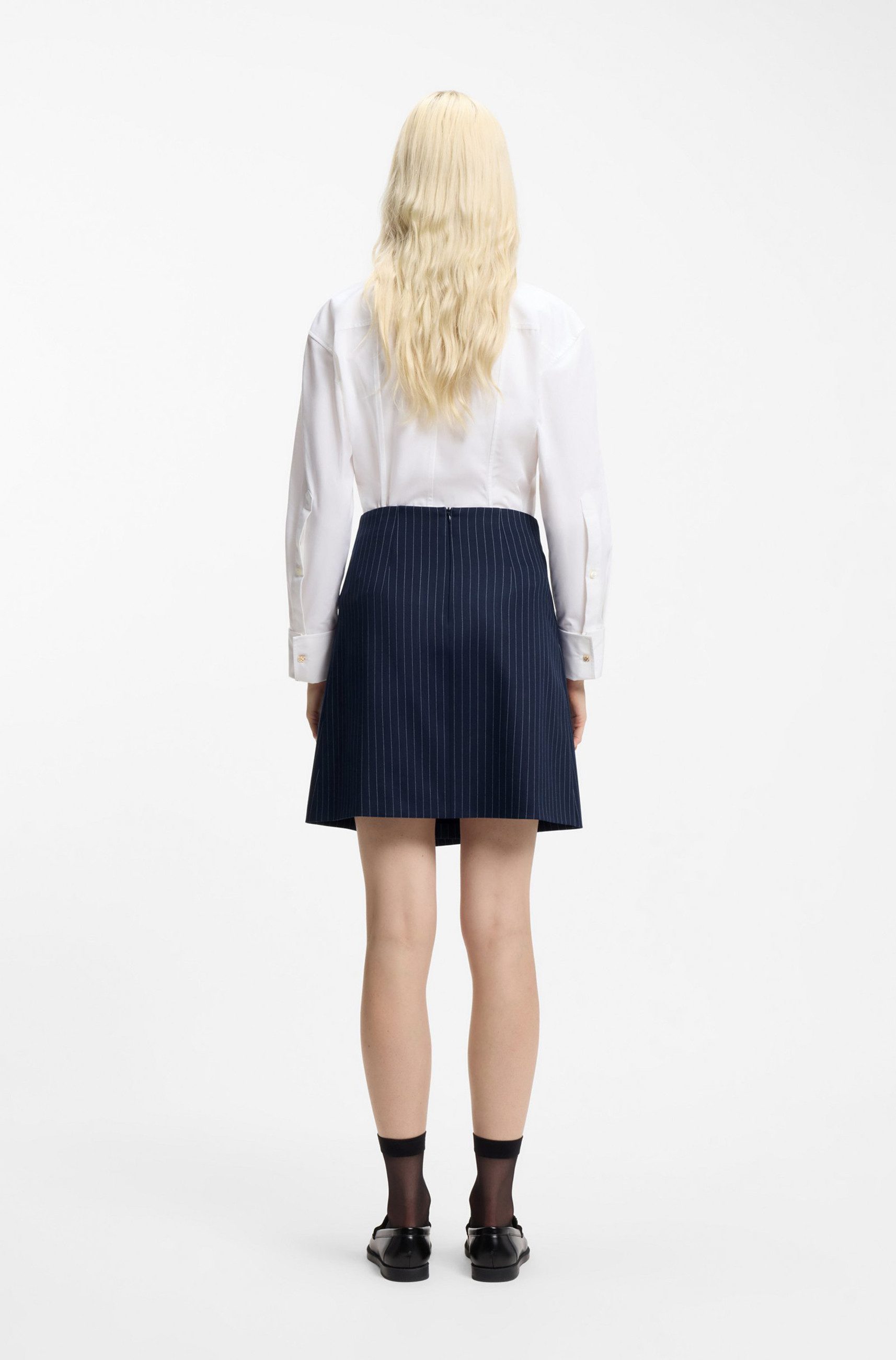 HUGO A-Linien-Rock Rabisu mit Gürtel und Nadelstreifen (1-tlg)