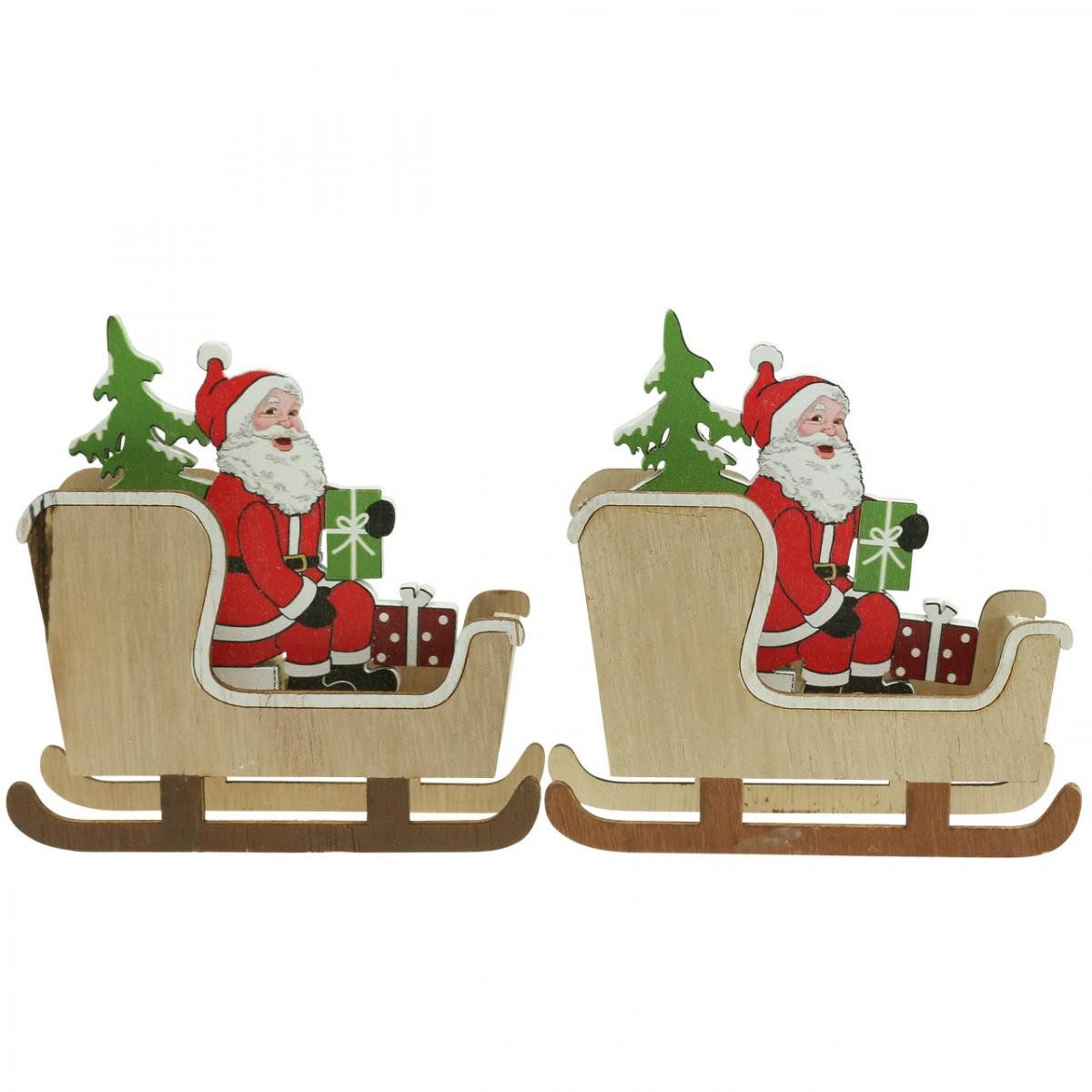 Florists Products Weihnachtsmann Deko Schlitten mit Weihnachtsmann für festliche, 2 Stück