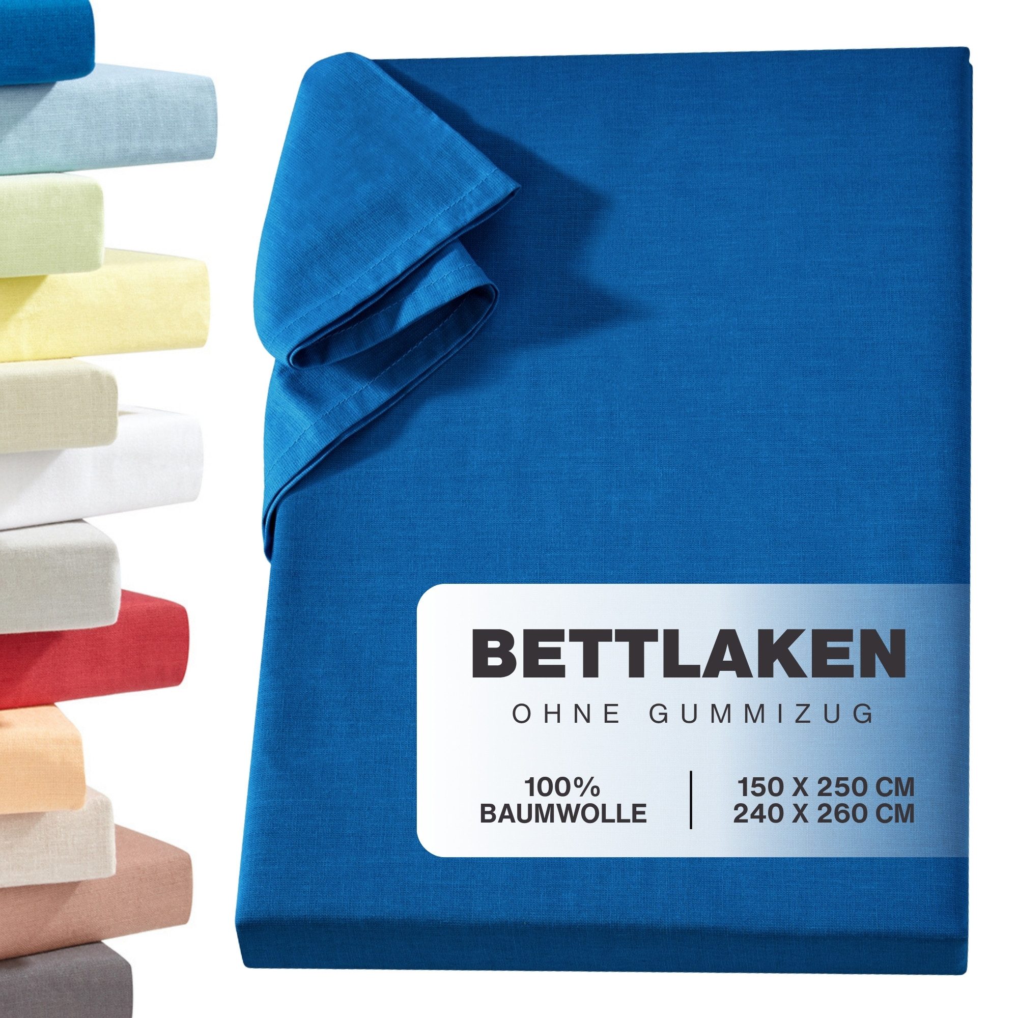 Carpe Sonno Betttuch Linon Haustuch Bettlaken ohne Gummizug Baumwolle Leintuch Laken Decke, Baumwolle, Gummizug: ohne, (1 Stück), Überwurf Bett Sofa Sessel Couch leichte Sommer Bettdecke 150x250