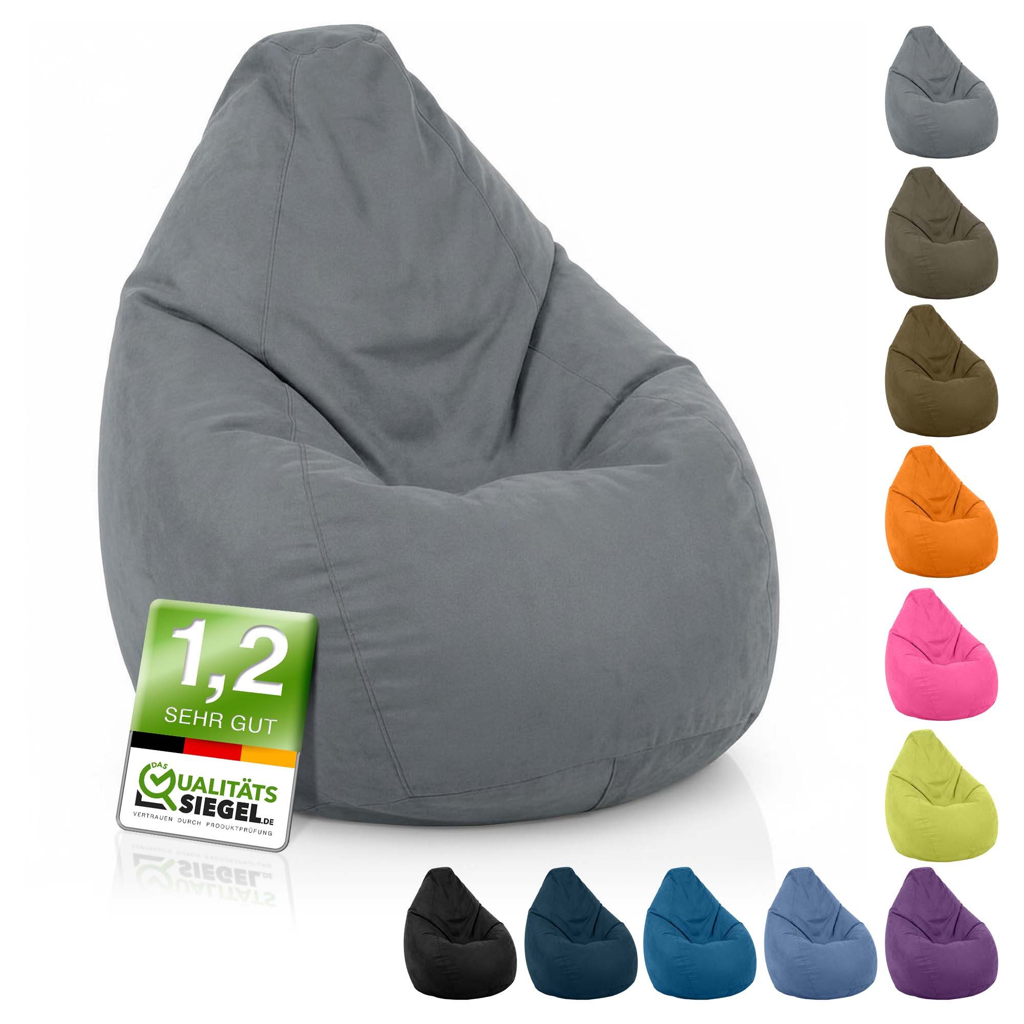 Green Bean Sitzsack Kinder Sitzsack Drop 60x60x90cm (mit Rückenlehne 60x60x90cm - Indoor Sitzkissen 220L EPS-Perlen Füllung, Kuschelig Waschbar), Bean Bag Bodenkissen Lounge Chair Sitzhocker Kindersitzsack