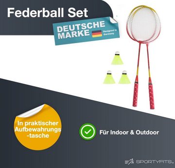 Sportyfits® Badmintonschläger Badminton Erwachsene Federball Schläger Set inkl. 3X Federbälle, (Badminton Set, 1-tlg)