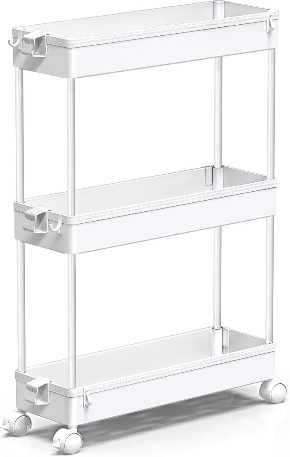 SPACEKEEPER Regal 3-stöckiger schmaler Rollwagen, Badorganizer, Küchenorganizer, 1-tlg., Mobiler Aufbewahrungswagen für enge Nischen, Küche & Wäscherei