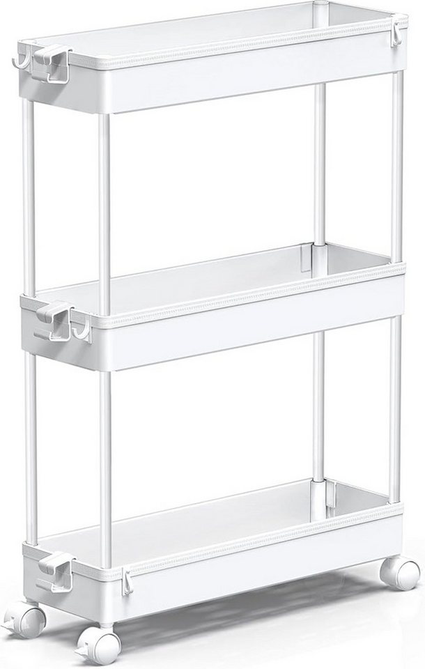 SPACEKEEPER Servierwagen 3-stöckiger schmaler Rollwagen, Badorganizer, Küchenorganizer, (1 St), Mobiler Aufbewahrungswagen für enge Nischen, Küche & Wäscherei