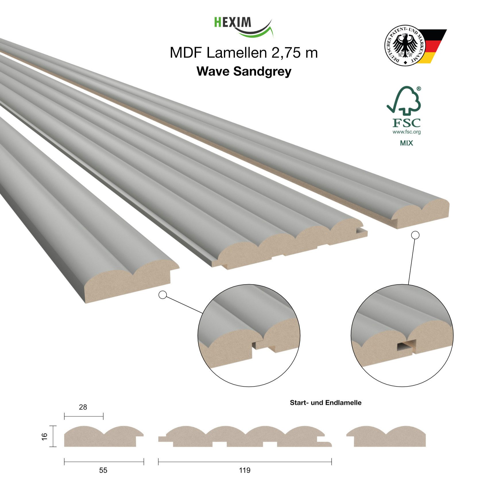 Hexim Wanddekoobjekt Wave De Luxe Sandgrey günstig online kaufen