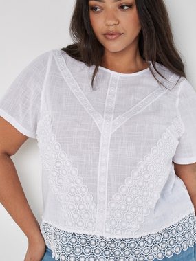 Apricot Funktionstop Lace Hem Short Sleeve Top, in feiner Spitze