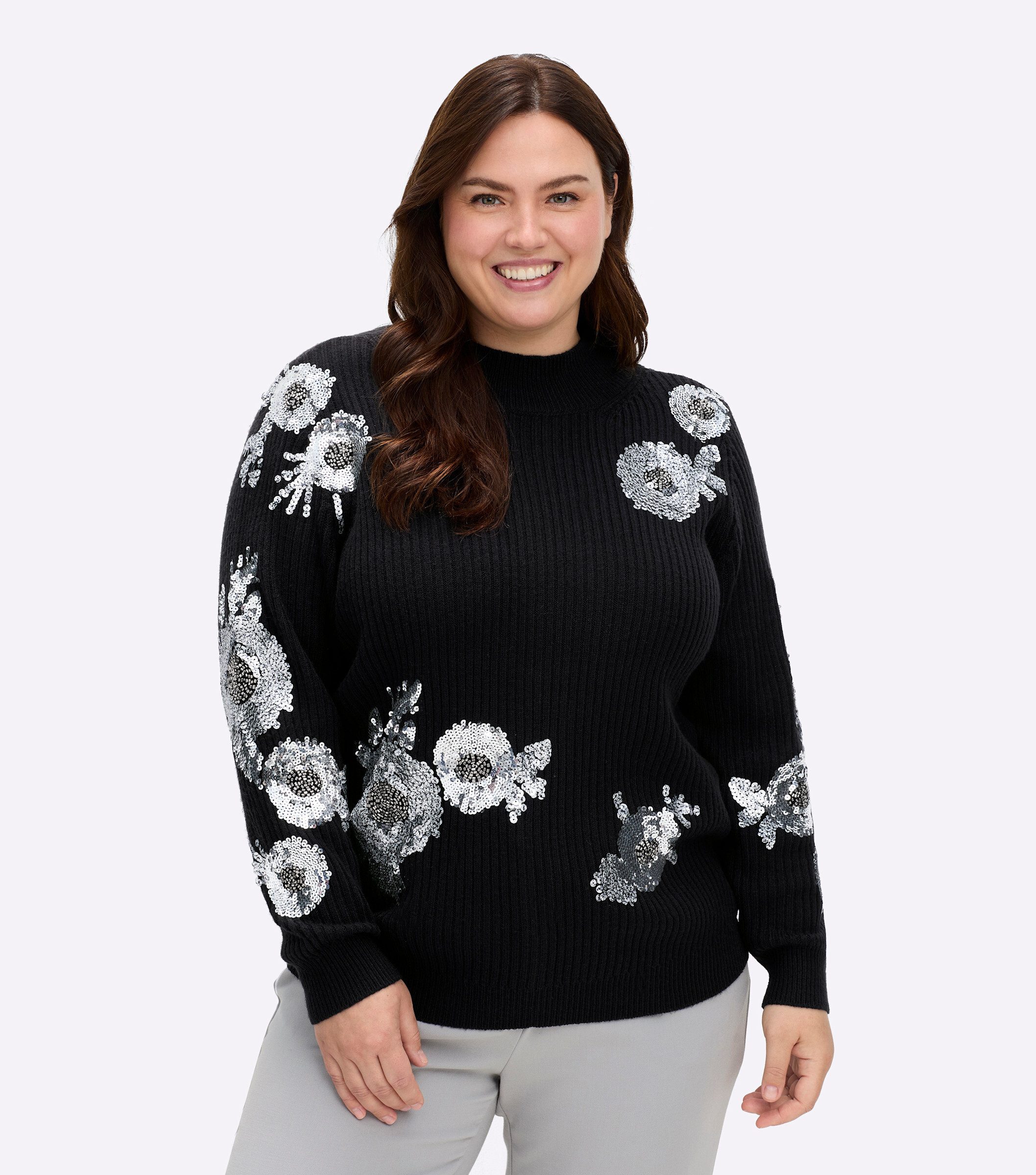 sheego by Joe Browns Strickpullover Pullover Langarm Rippoptik