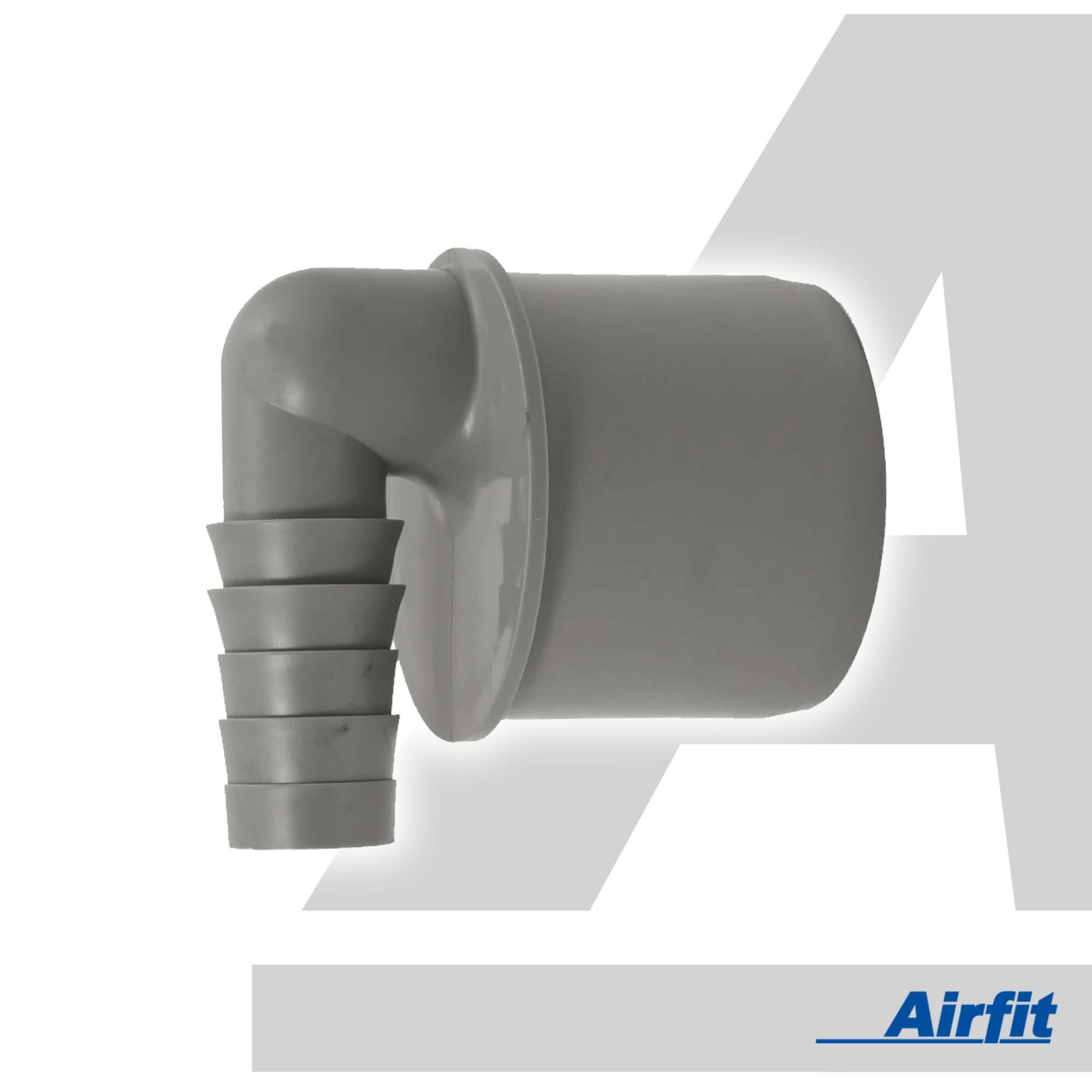 Airfit GmbH & Co. KG Ablaufrohr Schlauchnippel, 90° gewinkelt DN 50 für Schlauch von Ø 19 bis 21 mm