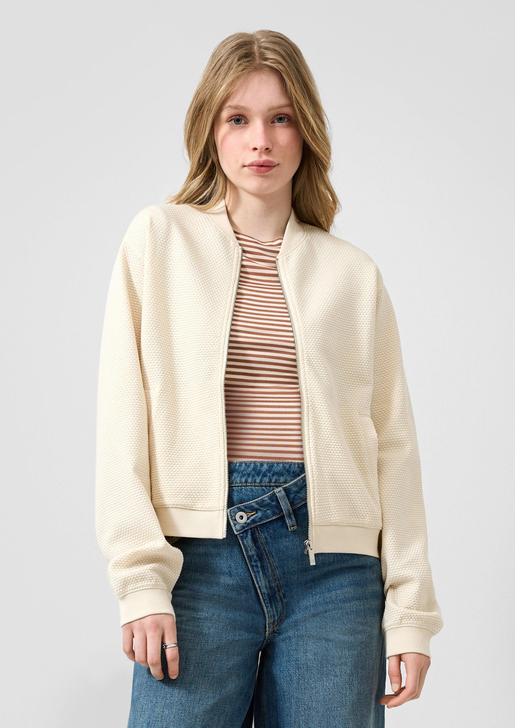 QS Sweatjacke Sweatshirt Strukturierter Sweatblouson