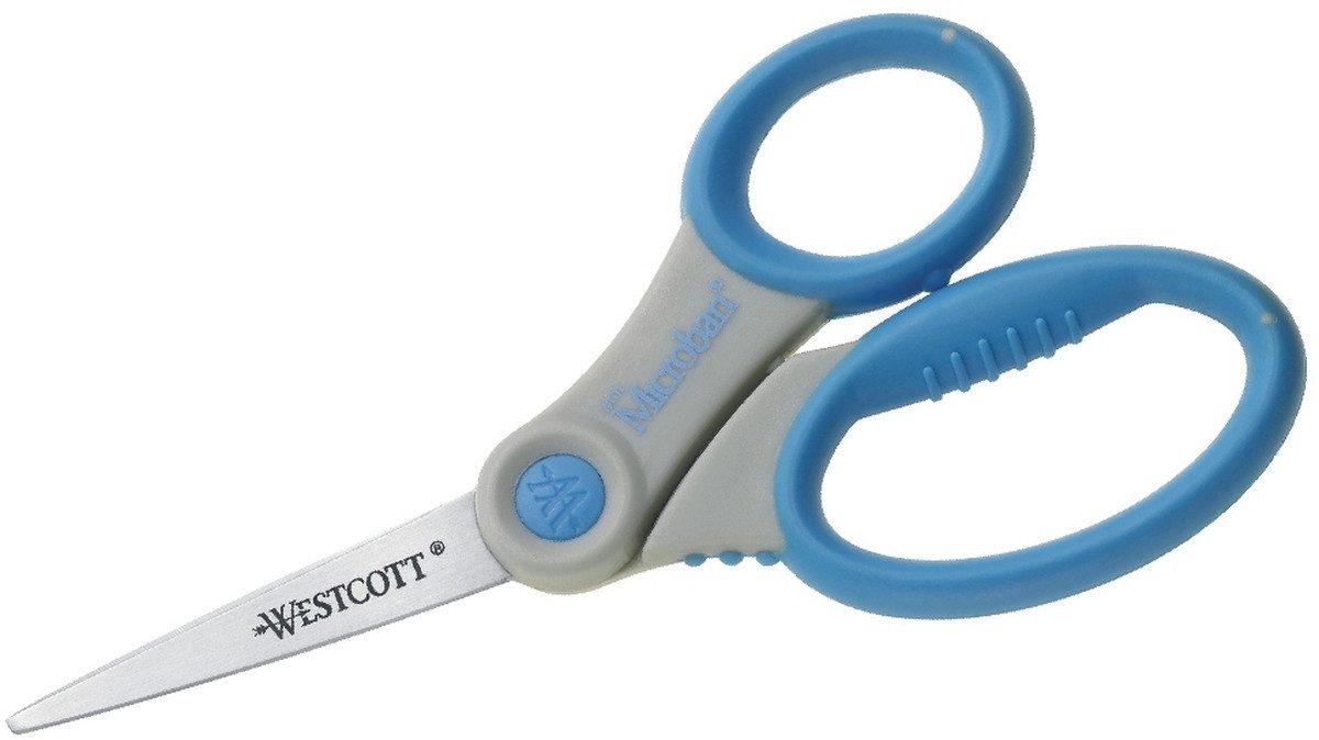 WESTCOTT Papierscheren Schere Microban Softgrip 15,5 cm grau/blau
