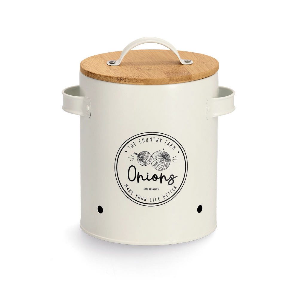Zeller Present Aufbewahrungskorb Vorratsdose m. Bambusdeckel 'Onions', weiß günstig online kaufen