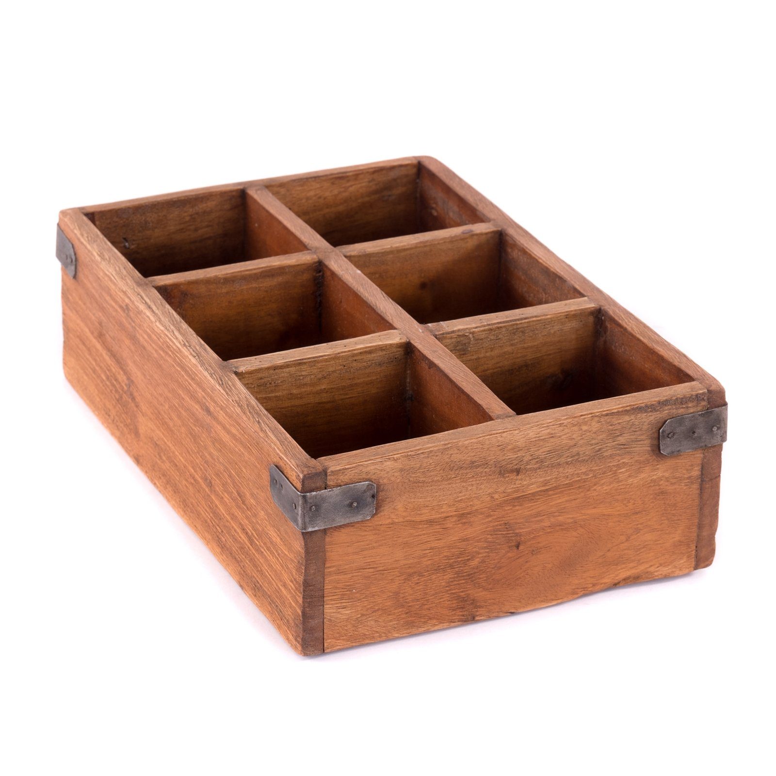 DESIGN DELIGHTS Truhe HOLZKISTE ORDINA, Altholz massiv Holz, 6 Fächer, Aufbewahrungskiste