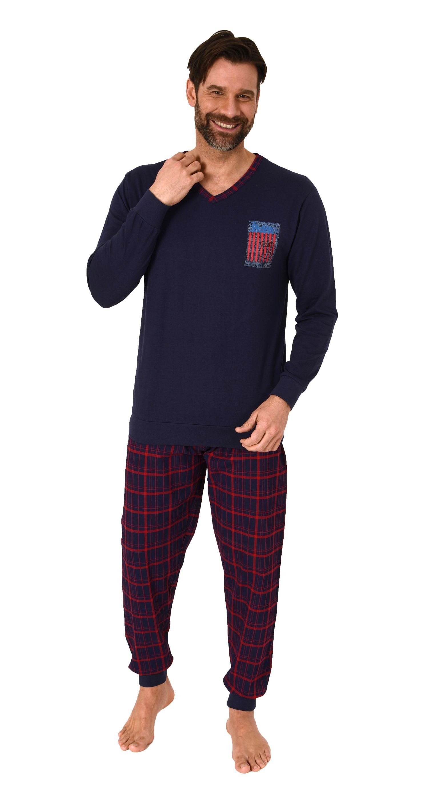 Normann Pyjama Herren langarm Schlafanzug mit günstig online kaufen