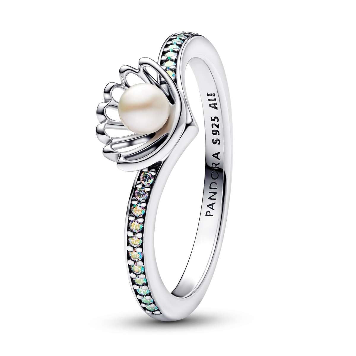 Pandora Silberring 193654C01, für Damen-Ring Disney Prinzessin Arielle Muschel Silber