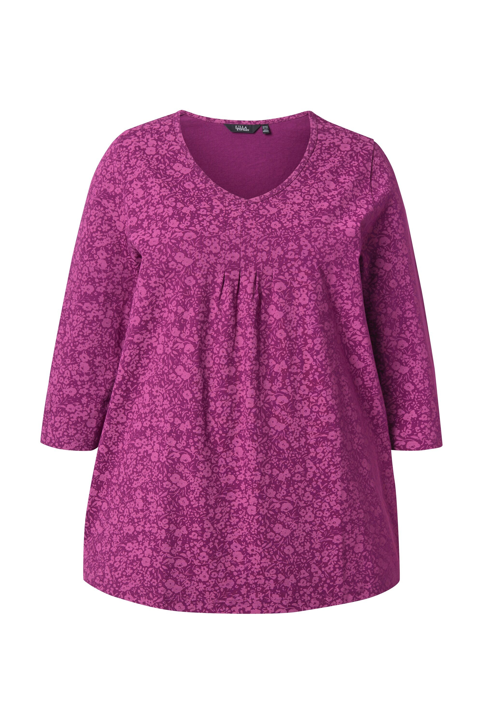 Ulla Popken T-Shirt Shirt Blüten Zierfalten günstig online kaufen